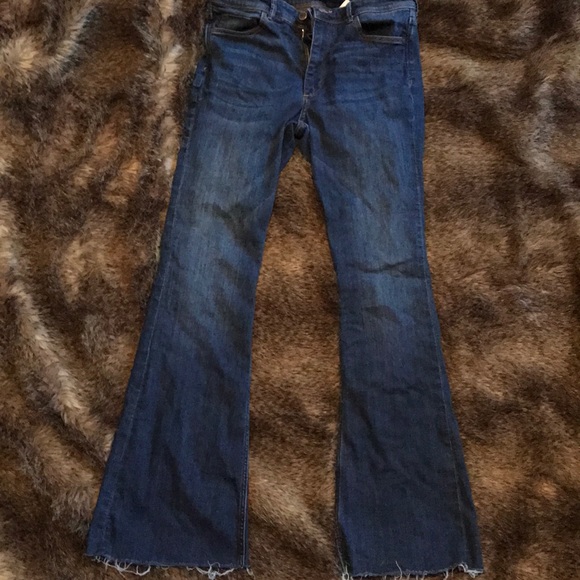 high waisted mini flare jeans